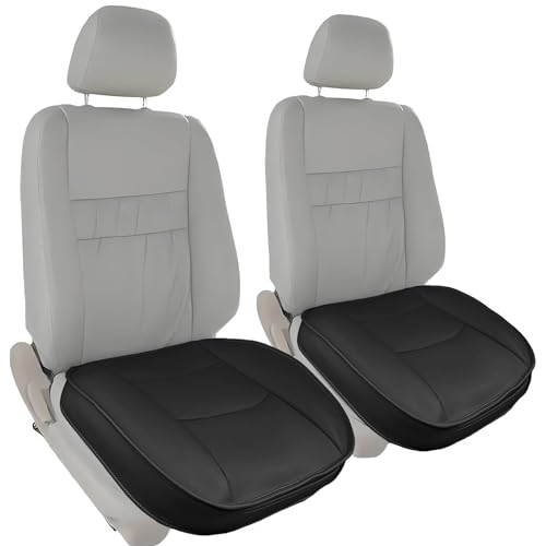 SUQ 2PCS Delantero Asiento Cubierta, Premium PU Coche Asiento Cubierta, Impermeable Almohadilla Asiento Coche , Protector Alfombra Cojín Asiento Coche para la Mayoría de los SUV del Vehículo, Negro