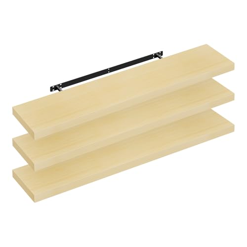 WOLTU Wandregal 3er Wandboard Bücherregal Regale für Deko Wandablagen aus MDF Holz,Hängeregal Gelb Eiche, 110x22.9x3.8 cm RG9316kei-3 WOLTU Wandregal 3er Wandboard Bücherregal Regale für Deko Wandablagen aus MDF Holz,Hängeregal Gelb Eiche, 110x22.9x3.8 cm RG9316kei-3