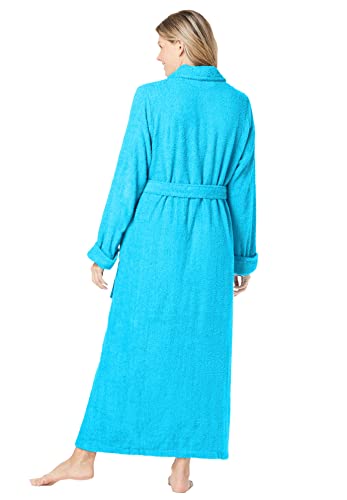Dreams & Co. Women's Plus Size Long Terry Robe - L, Rich Violet Purple #TOP2