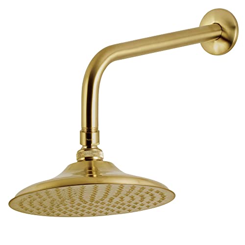 Kingston Brass K136A7CK Shower Scape 7-3/4-Inch Round Raindrop Brass Shower Head with 12-Inch Shower Arm in Brushed Brass