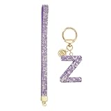 QUARKZMAN Llavero Inicial Para Mujeres Con Letra Z De Estrás Piedras De Cristal Llavero Brillante Con Corazón Para Mochila Bolso Accesorios Para Llaves De Coche Cordón Púrpura