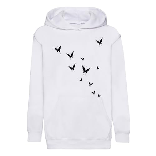 Sweat à capuche enfant envolée de papillons noir et blanc pour le confort des petits