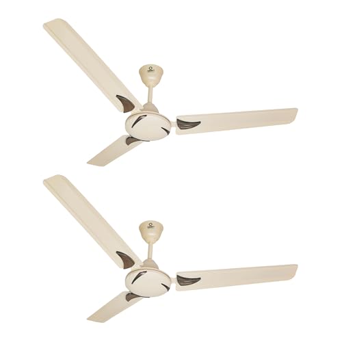 Image of Omen Changing Lives Aadhar 1200mm Ceiling Fan | High-Speed Anti-Dust Decorative Fan with Silent Operation | BEE Star Rated Energy Saver | 400 RPM | 2-Year Warranty | Pack of 2 (Ivory)