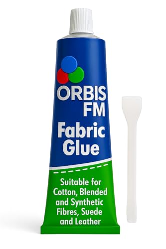 Orbis FM® Fabric Glue and Spreader 54g - Extra Strong Bond for Clothes Repair Upholstery - Denim Leather Textile Felt Badge Patches DIY Crafts Glue - Quick Drying Washable Fabric Adhesive No Sewing