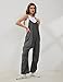 Lentta Women's Causal Jumpsuits V Neck Sleeveless Harem Overalls Stretchy Adjustable Strap Romper with Pockets(DarkGrey-M)