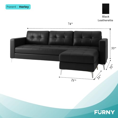 Image of CASASTYLE Creamoy 4 Seater L Shape Sofa Set with Movable Ottoman | Flexible Left or Right Layout | Premium Leatherette | Soft Touch Seating | Durable & Comfort Ideal Sofa for Living Room (Black)