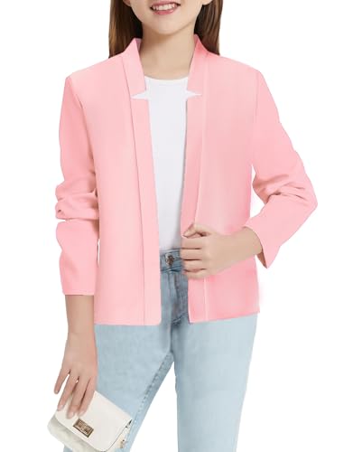 Image of Mebius Girls Blazer Jacket with Inner Pocket Long Sleeve Notched Collar /Lapel Collar Open Front Casual Kids Blazers Suit