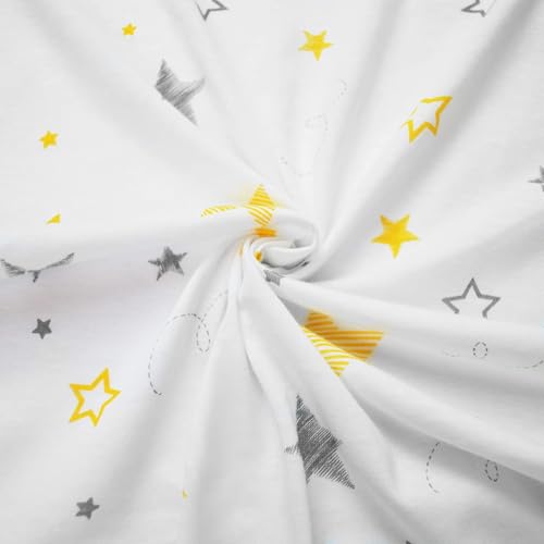 Image of American Baby Company 2 Pack 100% Natural Cotton Fitted Pack and Play Sheets 39 inch x 27 inch - Soft & Breathable Pack N Play Sheets for Playard & Mini Crib Mattress, Yellow Star /Yellow, for Boys & Girls