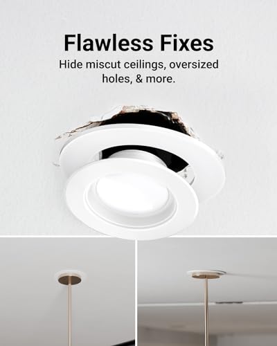 Image of Sunco 12 Pack Goof Rings for 4 Inch Recessed Lights White Can Light Goof Trim Ring, Outer Diameter 6.7-inch, Inner Diameter 4.25-inch, Durable Plastic Design, Matte Finish, Flush Mount
