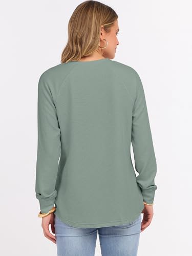 Image of ANRABESS Women's Waffle Knit Henley Top Long Sleeve Shirts