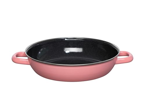 Riess, 0048-114, Schmorpfanne mit Glasdeckel, 24cm Durchmesser, PINK, Emaille, LBH 32,3x25,3x12,9 Gew. 2,011kg, 4 Riess, 0048-114, Schmorpfanne mit Glasdeckel, 24cm Durchmesser, PINK, Emaille, LBH 32,3x25,3x12,9 Gew. 2,011kg,
