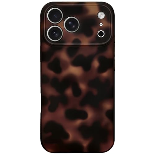 Hython for iPhone 17 Pro Max Case Cute Matte Amber Leopard Print Cheetah Pattern Tortoise Shell Phone Cases Women Men Slim Anti-Scratch Soft TPU Bumper Shockproof Rubber Protective Cover Brown Amber