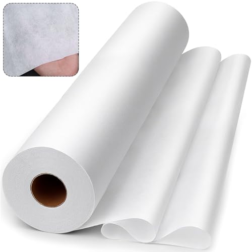 KOVSGQ Entoilage Thermocollant Couture Tissu Thermocollant ThermocollanteTissus Fer à Repasser 30 cm x 30 yards Tissus non Tissés Blanc 55g/m² pour Plis de...