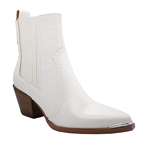 ARiderGirl Eleanor Women's Western Booties Animal Print Slip On Pointed Toe Stacked Heel Ankle Boots