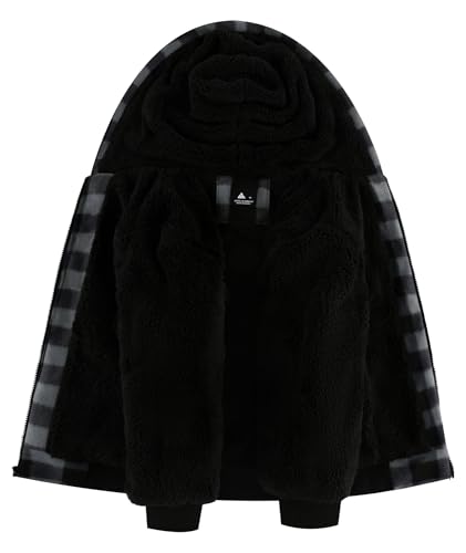 Image of V VALANCH Boys Flannel Jacket Hooded Fleece Lined Zip-up Hoodies Plaid Coat for Kids