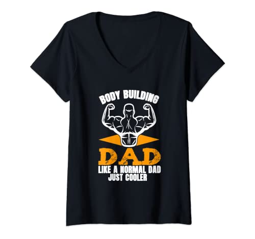 Mujer Body Building Dad Cooler | Gym Father | Levantador de pesas Camiseta Cuello V