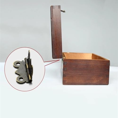 50 Stück 20 x 17 mm Box-Scharniere, kleines Scharnier, antike Bronze-Schrauben, Scharniere, Schmetterlingsscharnier für Box-Zubehör, Puppenzimmer