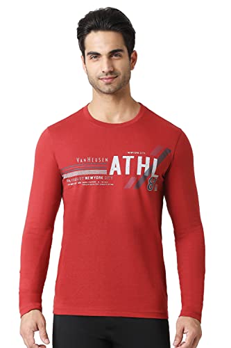 Image of Van Heusen Men Athleisure Regular Fit T-Shirt - Cotton Rich - Crew Neck, Long Sleeve, Printed
