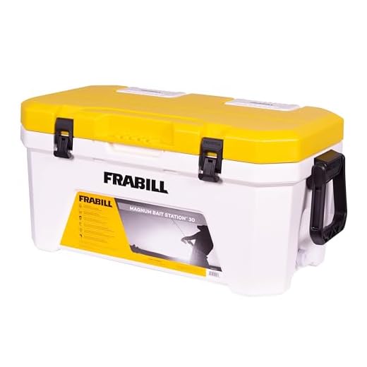 Frabill Magnum Bait Station 30 | 30 Quart Bait Cooler with Dual Aeration, White and Yellow