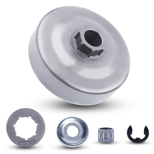 Adefol 3/8"-7T Clutch Drum Rim Sprocket Kit for Stihl 024, MS240, 026, MS 260 Pro, MS261 Chainsaw Needle Bearing E-Clip Washer Replacement Parts