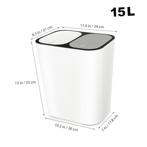 Caneca de basura rectangular con doble compartimento y tapa miniatura 2
