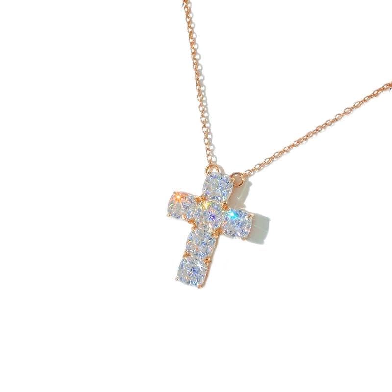 Collier pendentif moissanite 5,5 mm bijoux femmes en pierre étincelante