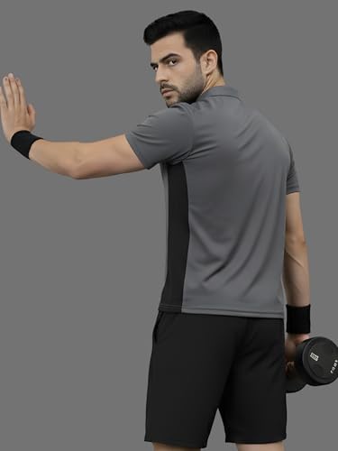 Image of White Moon Dryfit Tshirt for Men, Gym T Shirt for Men Workout - Running with Collar Zipper Neck and Side Panel, Quick-Dry, Anti-Odor Sports Tshirt, Lightweight & Breathable