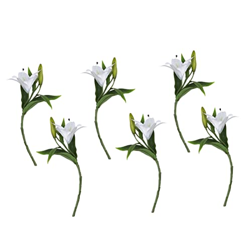 MAGICLULU 6pièces Lot de Lys Artificiels Au Toucher Réaliste Fleurs Fausses pour Décoration Intérieure avec Bourgeons Et Naturelles
