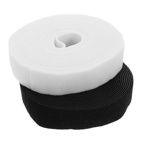 Lurrose Reusable Cable Straps Wire Harness Ties Cord Organizer Strap Nylon Self-adhesive Cable Ties for Home Office Desk Management 2.5cm X 5m Black White Set Random Color