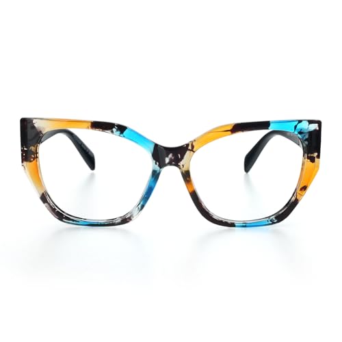 HGIOOIGH Reading glasses Woman Blue light block Oversized Irregular Cat eye Frame +1.5