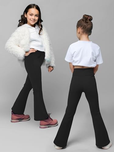 Resinta Girl Fleece Lined Flare Leggings with Pockets High Waist Athletic Yoga Pants Winter Warm Water Resistant Bell Bottoms4
