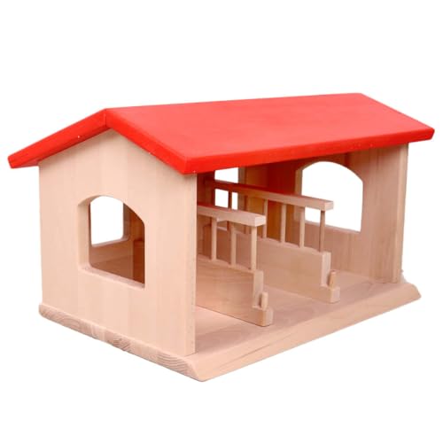 Holzspielzeug Peitz Spielzeug Pferdestall aus Holz | Bauernhof mit 3 Boxen...
