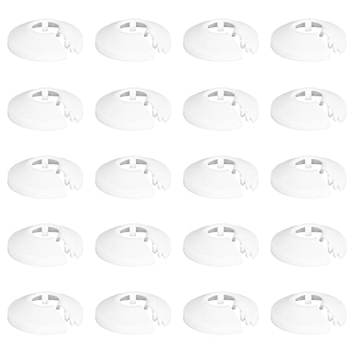 FINDIR 20PCS Roseta de Plástico para Radiadores Radiador Plástico para tuberías Cubiertas Fundas de Tubería de Cubierta de Radiador 15mm Embellecedor Radiador Collar calefacción Tubo rosetones Blanco