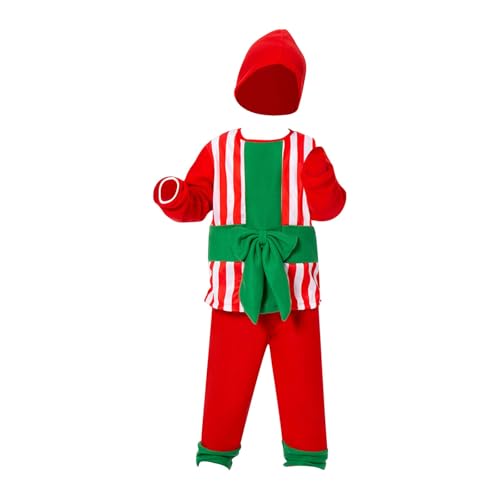 Disfraz genérico Lutin Noel infantil Ropa con camiseta, sombrero, pantalón disfraz elfo para niñas y niños, Cosplay conjunto completo con gorro costome de elfo de Navidad, a, 2-4 años