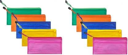 JSMSH Multipurpose Waterproof Zipper Pouches Document Holder/Pen Pencil Case/Stationery Storage Bags/Cosmetic Pouch/Travel Organizer (Multicolour) (Pack of 10, Cheque)-picture-49