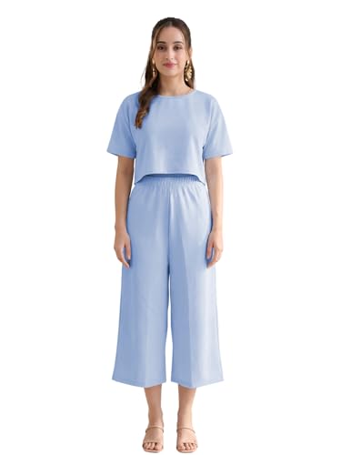 Image of Leriya Fashion Co-ord Set for Women Stylish - Trendy Korean Summer Travel Outfit | Lightweight Two Piece Dress for Beach & Holiday Look | Casual Style Textured Dress for Woman