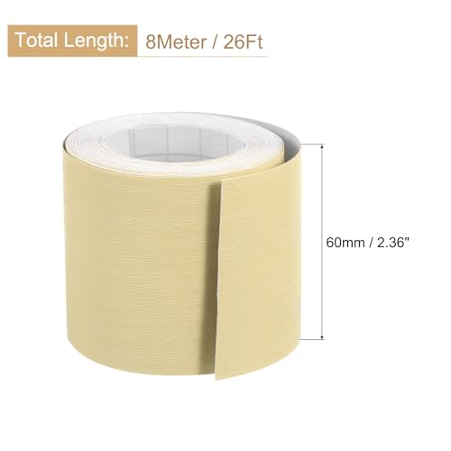 Image of uxcell 1 Roll Wood Grain Tape, 2.36 inch x 26 Ft Realistic Textured Repair Tape Self Adhesive Wood Textured Patch for Floor Wall Door Table Cabinets Desk Furniture Home Decor(Light Yellow)