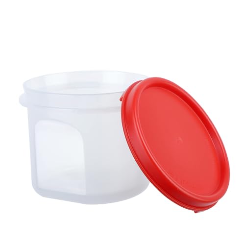 Image of SIMPARTE Smart Slim Storage Air-Tight & Leak Resistant Plastic Round Modular Container for Juice, Snacks, Spices, Dry Fruits, Stackable, BPA Free, Refrigerator Safe (250 ML, Set of 2, Red)
