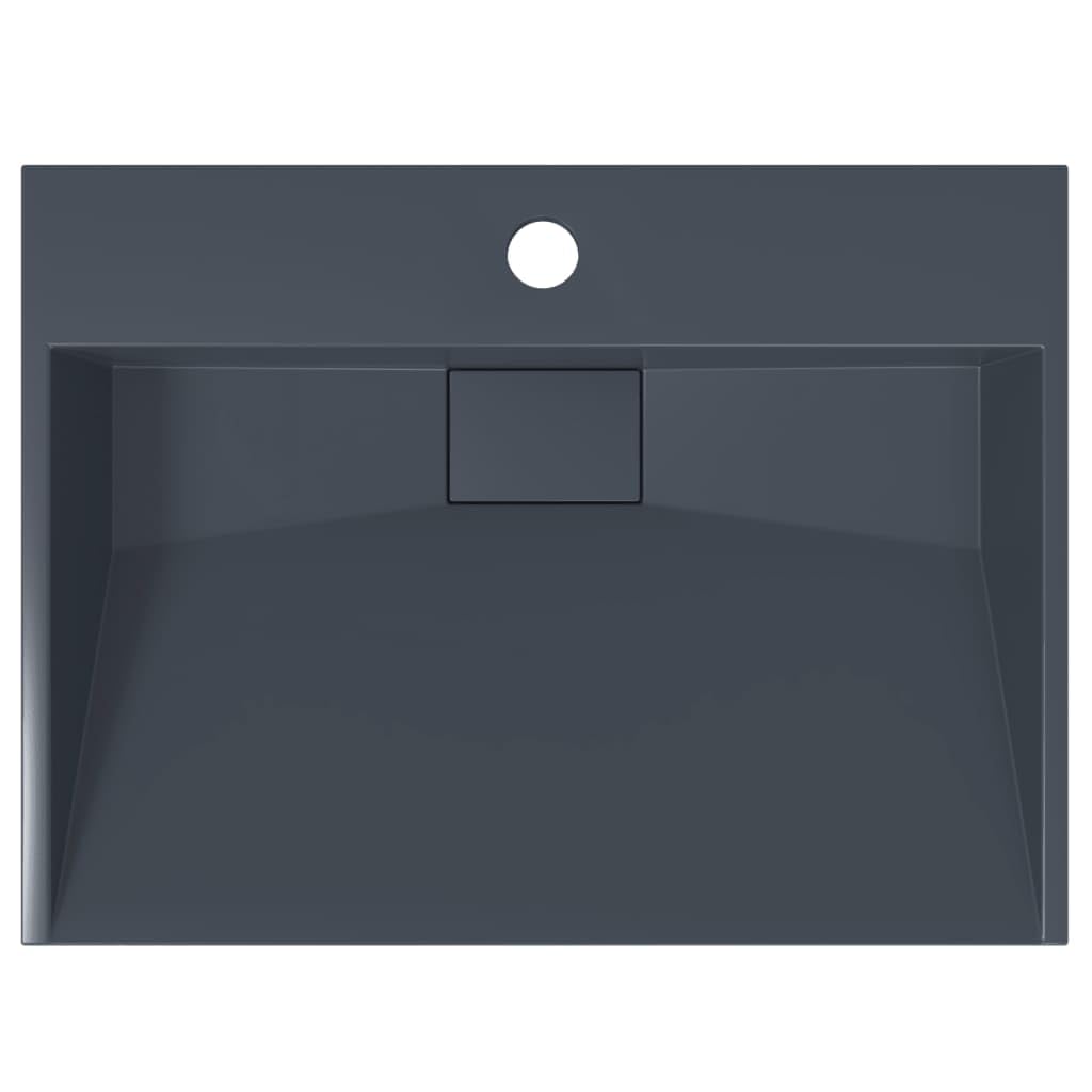 Vasque Żeliwo mineralne 50x38x11 cm Antracyt | Umywalka, otwór na kran, montaż ścienny lub blatowy, łatwe czyszczenie