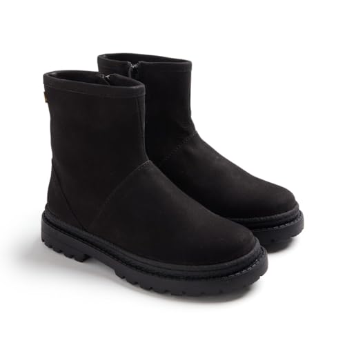 GIOSEPPO Botin para niños unisex en piel color Negro con suela al tono de caucho TPR con altura 2cm y plantilla acolchada, cierre de cremallera.