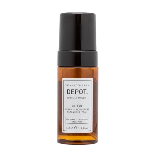 DEPOT No. 508 Cleansing Beard & Moustache Foam 100ml – Gentle Beard Wash with Macadamia Oil, Aloe Vera & Lemon Essential Oil for Hydrated, Soft, Refreshing Facial Hair
