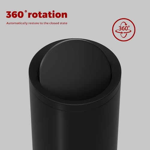 Caneca de basura negra 12L con tapa giratoria miniatura 3