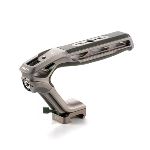 Image of Tilta Xeno Top Handle for Filmmakers & Cameras - Titanium Gray | Aluminum Alloy and Silicone Build | 1/4″-20 and 3/8″-16 Threads w/Locating Points | Safety Release Pin | Comfortable Handling (NATO)