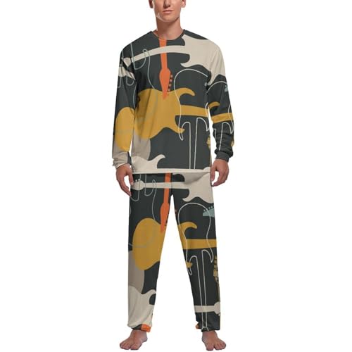 Pijama homme haut et bas manche longue Guitare pour vêtements de nuit