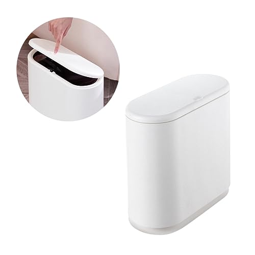 Caneca de basura rectangular push tipo blanca portátil miniatura 2