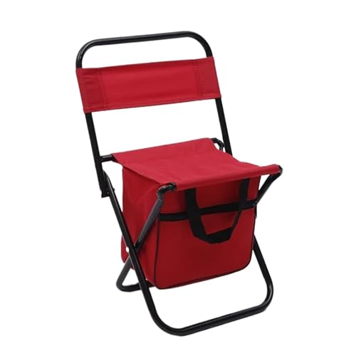Genérico Silla de Pesca Plegable, portátil, Desmontable, Ligera, con Bolsa térmica, Respaldo, Asiento for Acampar en la Playa al Aire Libre(Red)