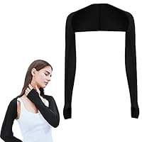 Bavooty UV Schutz Bolero,Armmanschette Kühlschal,Armmanschettes Fingerlöcher Sonnencreme Cooler,Shrug Armmanschette,Kühlschal Armmanschetten mit Handschuhe ärmel,Armstulpen Damen Arm,Schwarz,Schwarz