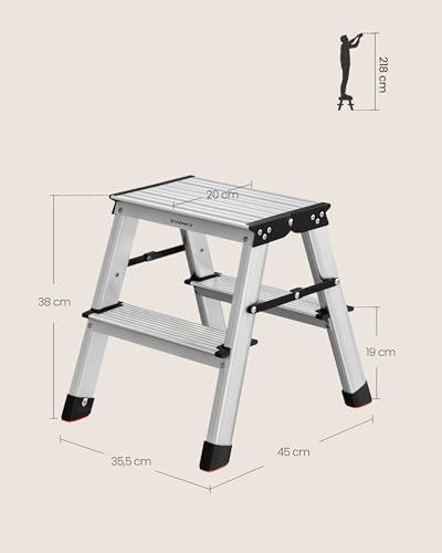 SONGMICS Ladder, trapladder, multifunctionele ladder, belastbaar tot 150 kg - Afbeelding 6