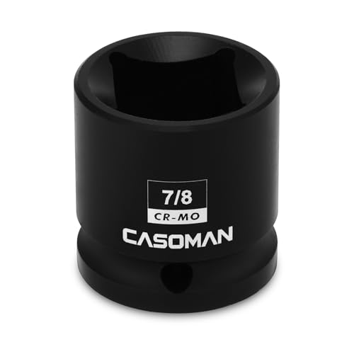 CASOMAN 1/2-Inch Drive 7/8-Inch Square Impact Socket, 4-Point, SAE, CR-MO 1/2"Dr. 7/8" - 4 Point