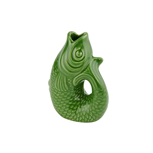 Gift Company Vase Monsieur Carafon XS, Vase décoratif en Forme de Poisson Faïence Green Bay
